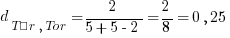 d_{Tür,Tor} = 2 / {5 + 5 - 2} = 2 / 8 = 0,25
